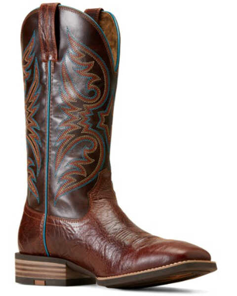 Ariat Men's Ricochet Western Performance Boots - Broad Square Toe, Brown, hi-res