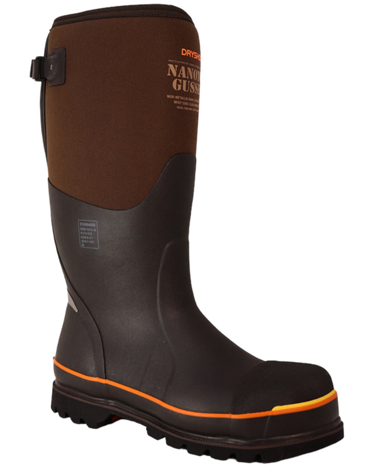 Dryshod Men's Protective Gusset Waterproof Rubber Boots - Nano Toe, Brown, hi-res