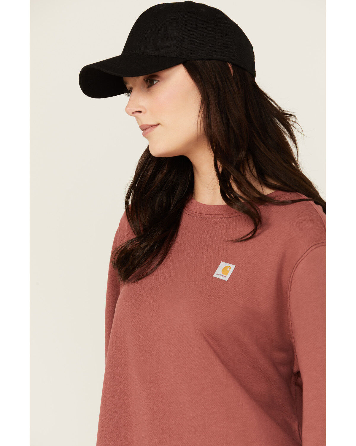 Image #2 - Carhartt Women's Relaxed Fit Midweight Crewneck Sweatshirt, Maroon, hi-res