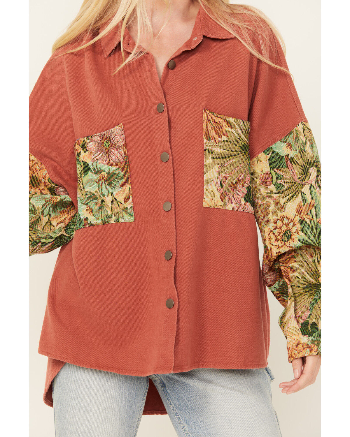 Image #3 - POL Women's Tapestry Shacket, Rust Copper, hi-res