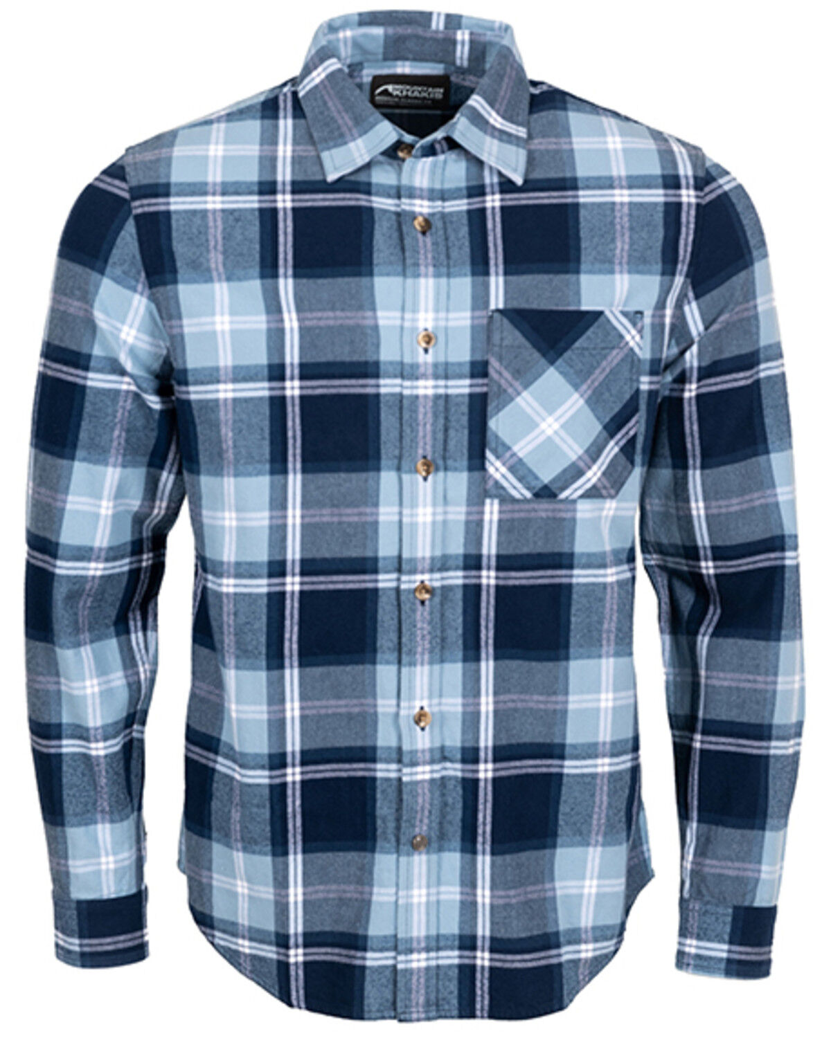 Image #1 - Mountain Khakis Men's Homestead Plaid Print Long Sleeve Button-Down Flannel Shirt, Navy, hi-res