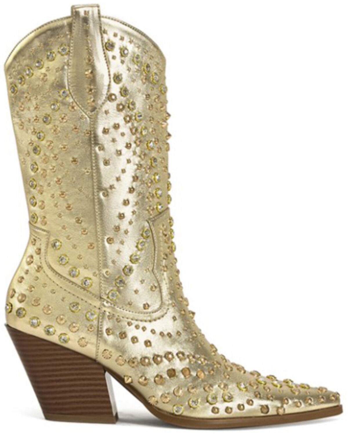Image #2 - Azalea Wang Women's Appease Studded Booties - Snip Toe, Gold, hi-res