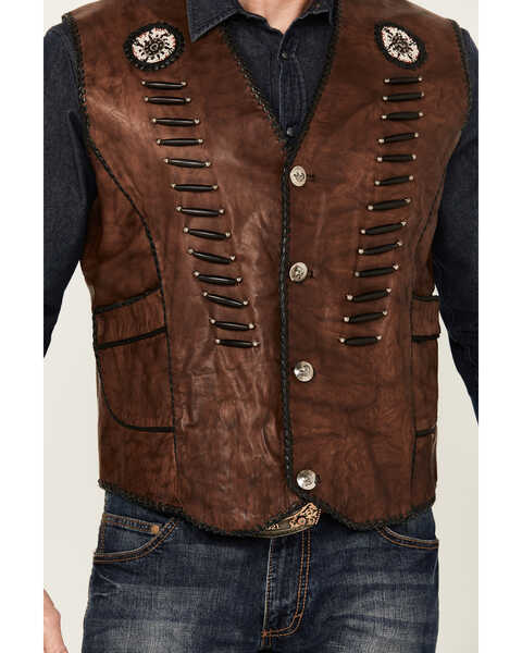 Image #3 - Kobler Leather Men's Lacing Zapata Vest , Dark Brown, hi-res