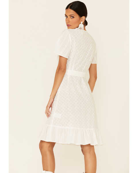 Image #4 - Very J Women's Eyelet Ruffle Surplice Dress, White, hi-res