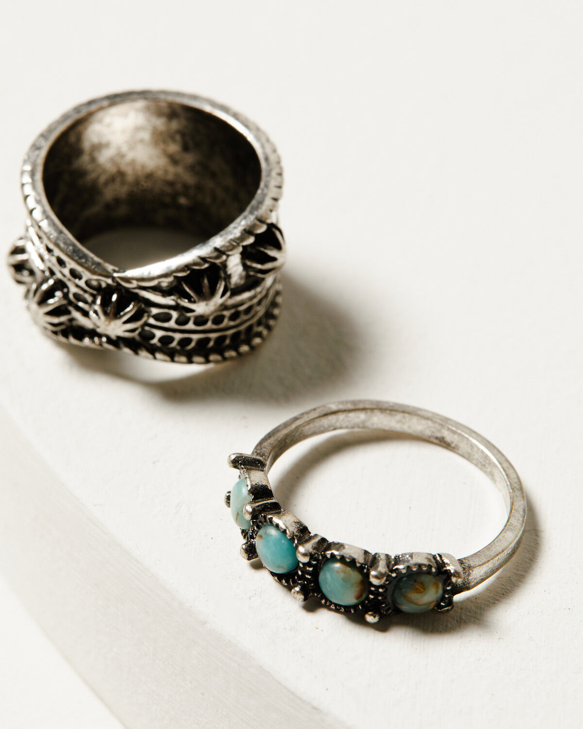 Image #2 - Shyanne Women's Ridge Canyon Turquoise Squash Blossom Ring Set - 5 Piece, Silver, hi-res