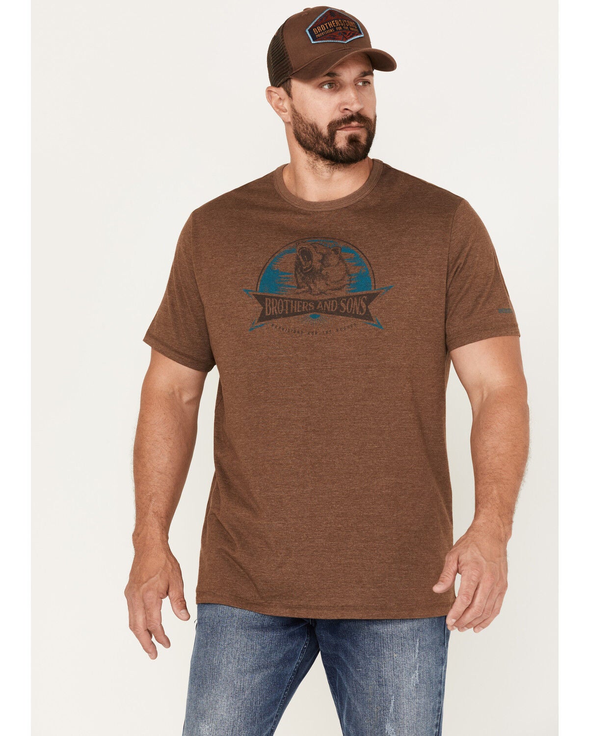 Brothers and Sons Men's Bear Logo Graphic T-Shirt, Brown, hi-res