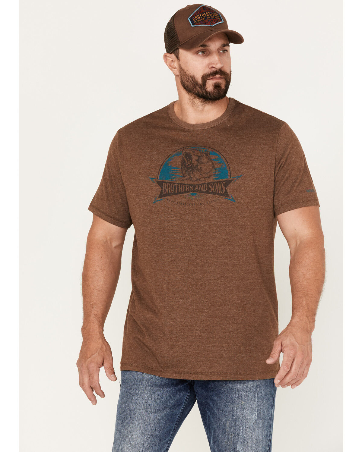 Image #1 - Brothers and Sons Men's Bear Logo Graphic T-Shirt, Brown, hi-res