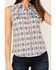 Image #3 - Shyanne Women's Casper Checkered Print Sleeveless Pearl Snap Western Shirt, Royal Blue, hi-res