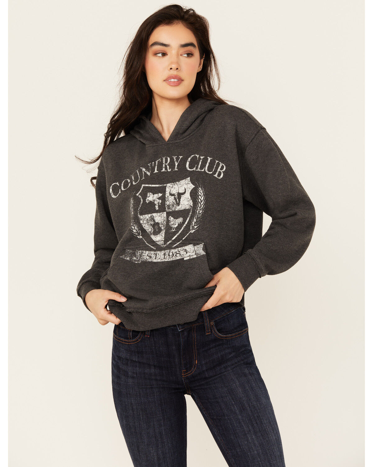 Image #1 - Idyllwind Women's Crest Hoodie, Charcoal, hi-res