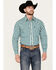 Image #1 - Panhandle Men's Select Checkered Print Long Sleeve Snap Western Shirt - Tall, Teal, hi-res