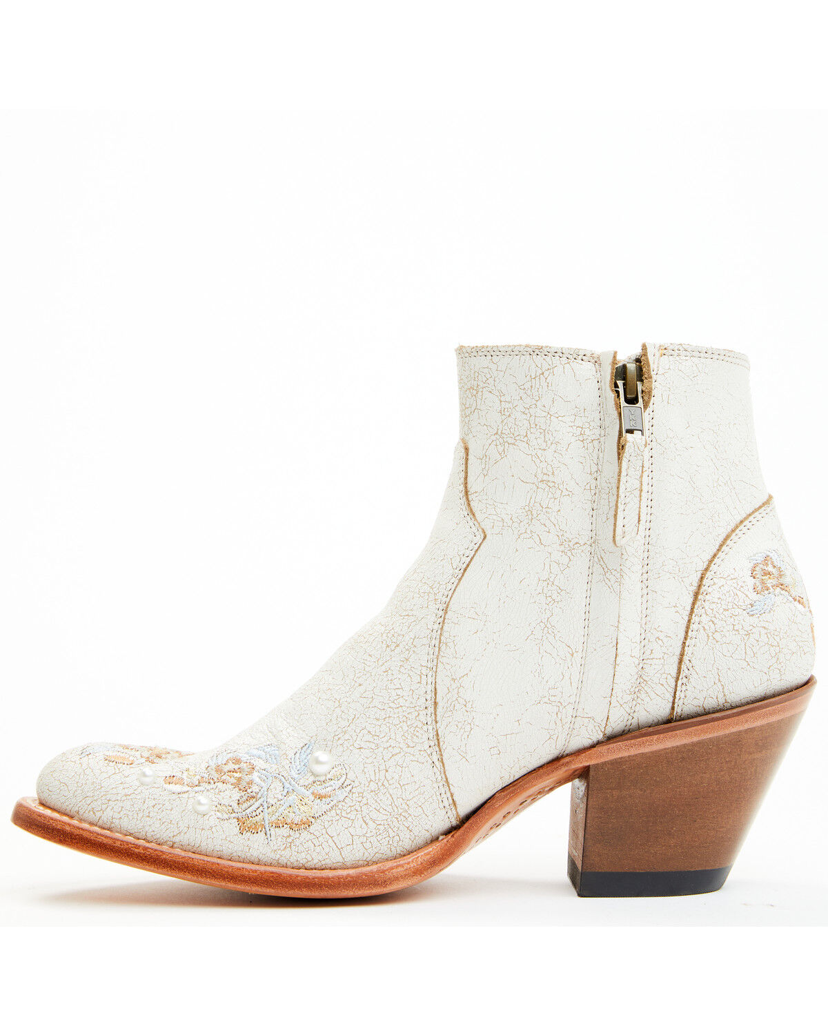 Image #3 - Shyanne Women's Carine Crackadela Floral Western Fashion Booties - Round Toe, White, hi-res