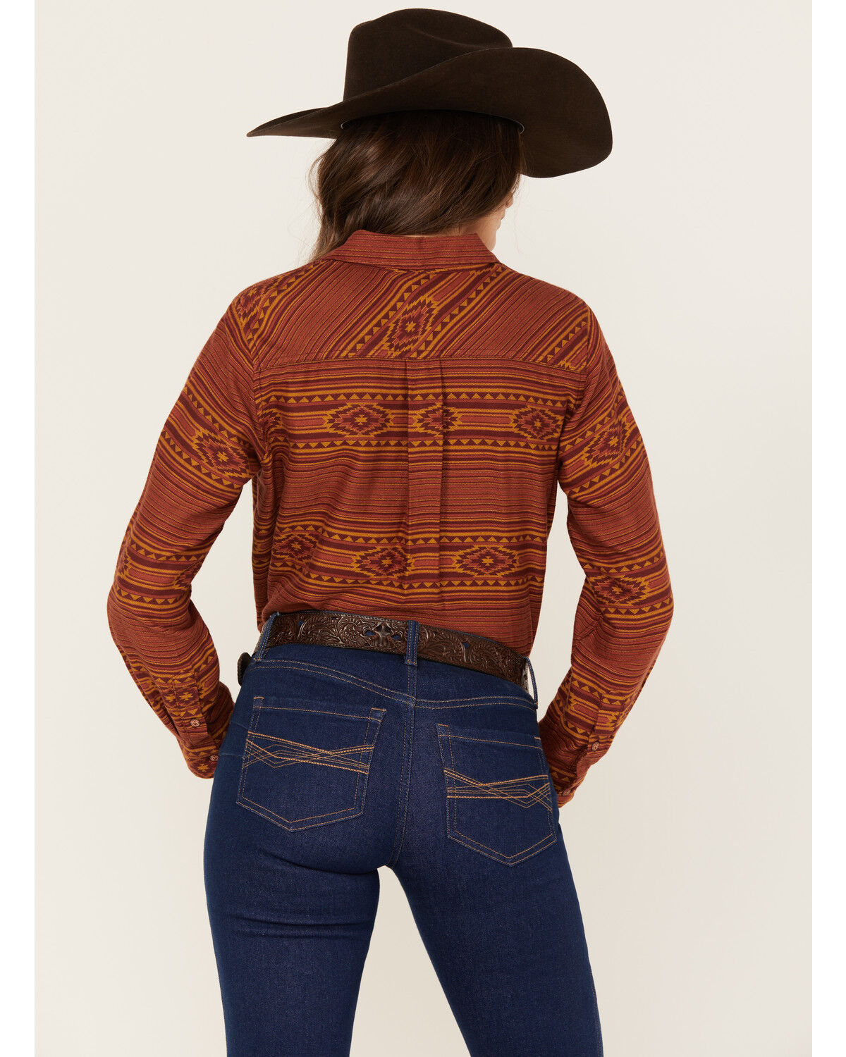 Image #4 - Ariat Women's Billie Jean Southwestern Print Long Sleeve Button-Down Western Shirt, Rust Copper, hi-res