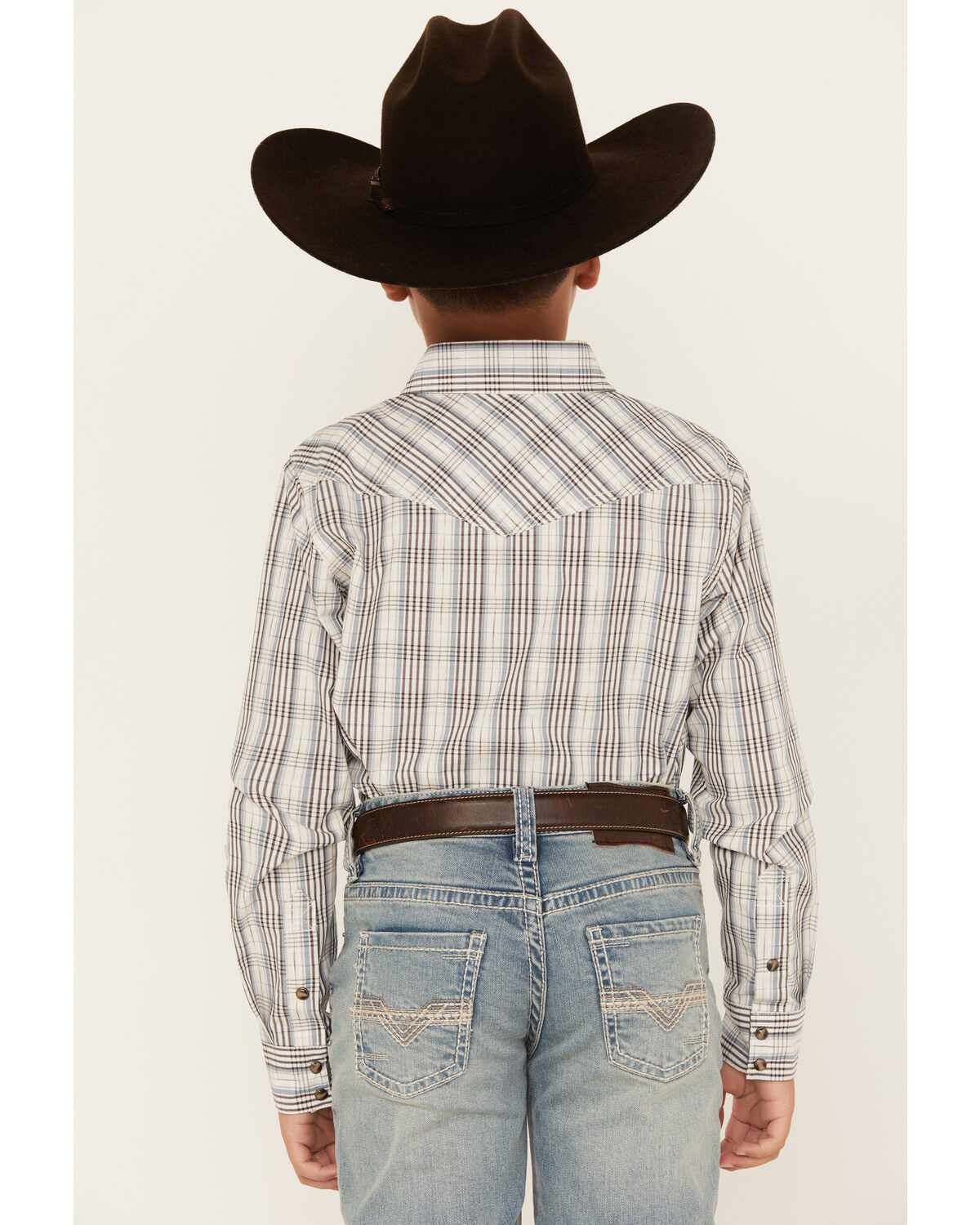 Image #4 - Cody James Boys' Plaid Print Long Sleeve Snap Western Shirt, White, hi-res