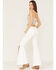 Image #3 - Saints & Hearts Women's High Rise Embroidered Slit Flare Jeans, White, hi-res