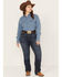 Image #1 - Ariat Women's R.E.A.L. Perfect Rise Analise Stackable Straight Leg Jeans - Plus, Blue, hi-res