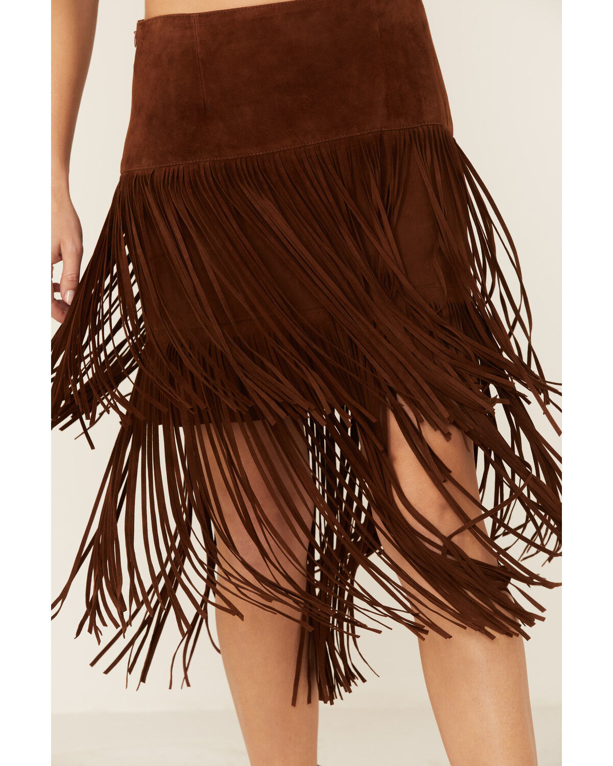 Image #2 - Stetson Women's Brown Fringe Suede Skirt, Brown, hi-res
