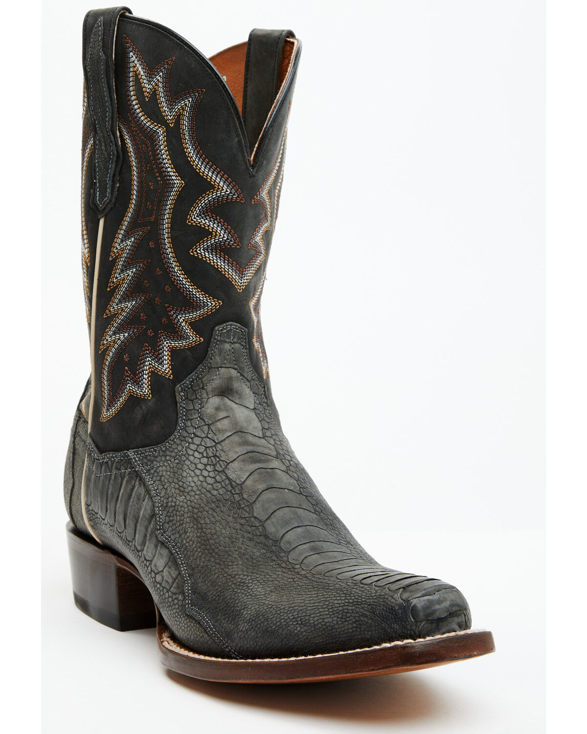 Image #1 - Dan Post Men's 11" Exotic Ostrich Leg Western Boots - Square Toe, Grey, hi-res