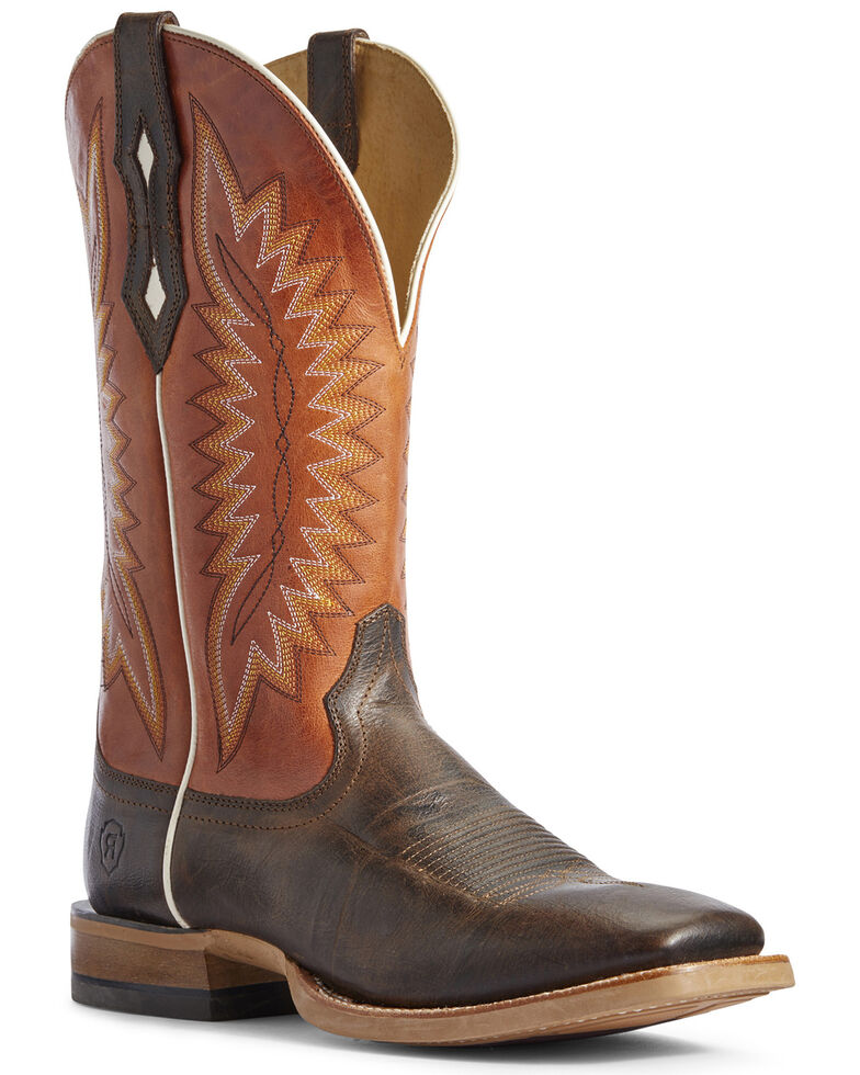 Ariat Men's Record Setter Western Boots - Wide Square Toe, Brown, hi-res
