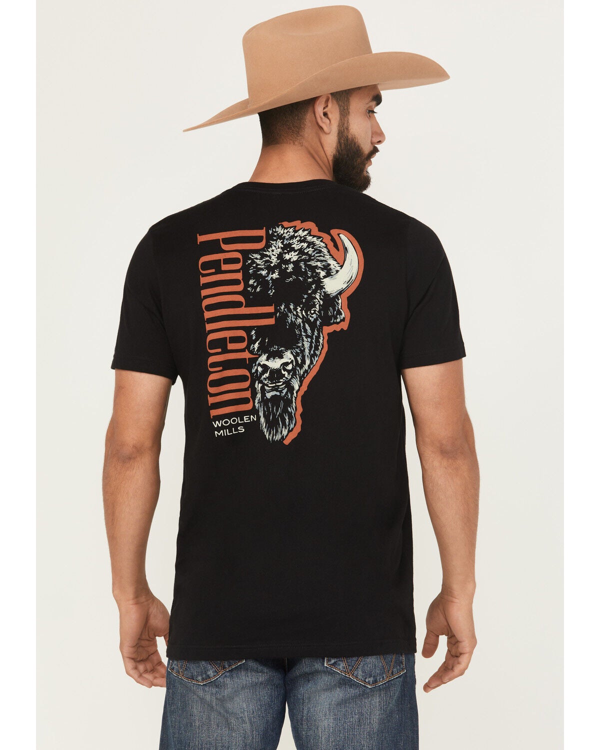 Image #1 - Pendleton Men's Boot Barn Exclusive Bison Head Short Sleeve Graphic T-Shirt, Black, hi-res