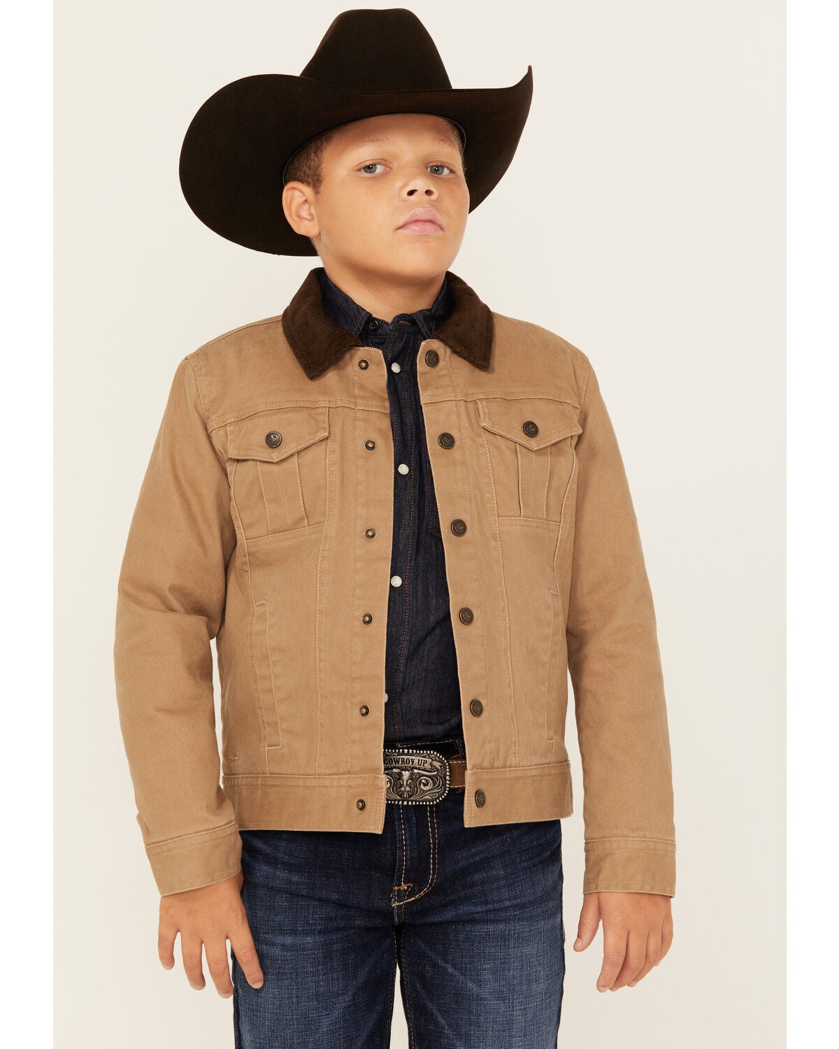 Cody James Boys' Ozark Washed Canvas Rancher Jacket, Beige, hi-res