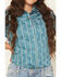Image #3 - Shyanne Girls' Wallpaper Print Long Sleeve Snap Stretch Western Shirt, Turquoise, hi-res
