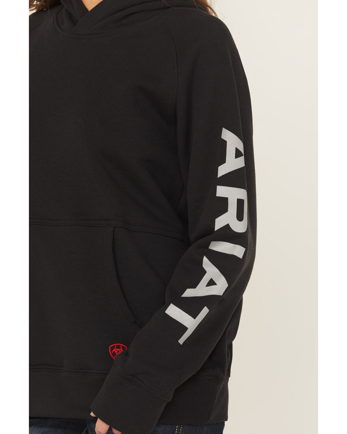 Image #3 - Ariat Women's FR Primo Fleece Logo Hooded Sweatshirt, Black, hi-res