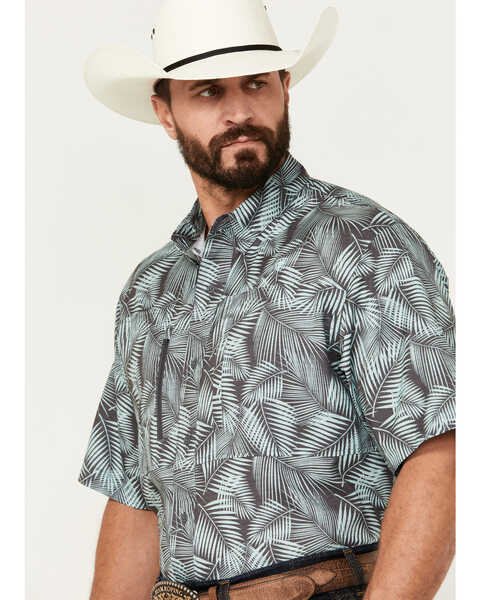 Image #2 - Ariat Men's VentTEK Classic Fit Palm Leaf Short Sleeve Performance Shirt , Mint, hi-res
