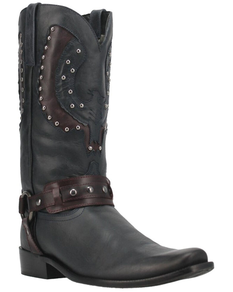 Dingo Men's War Studded Eagle Inlay Western Boot - Square Toe, Navy, hi-res