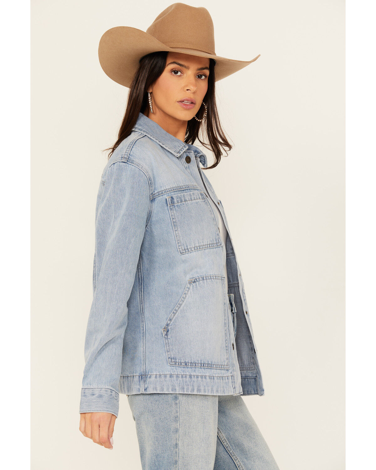 Image #3 - Cleo + Wolf Women's Lindon Light Wash Denim Shacket, Light Wash, hi-res