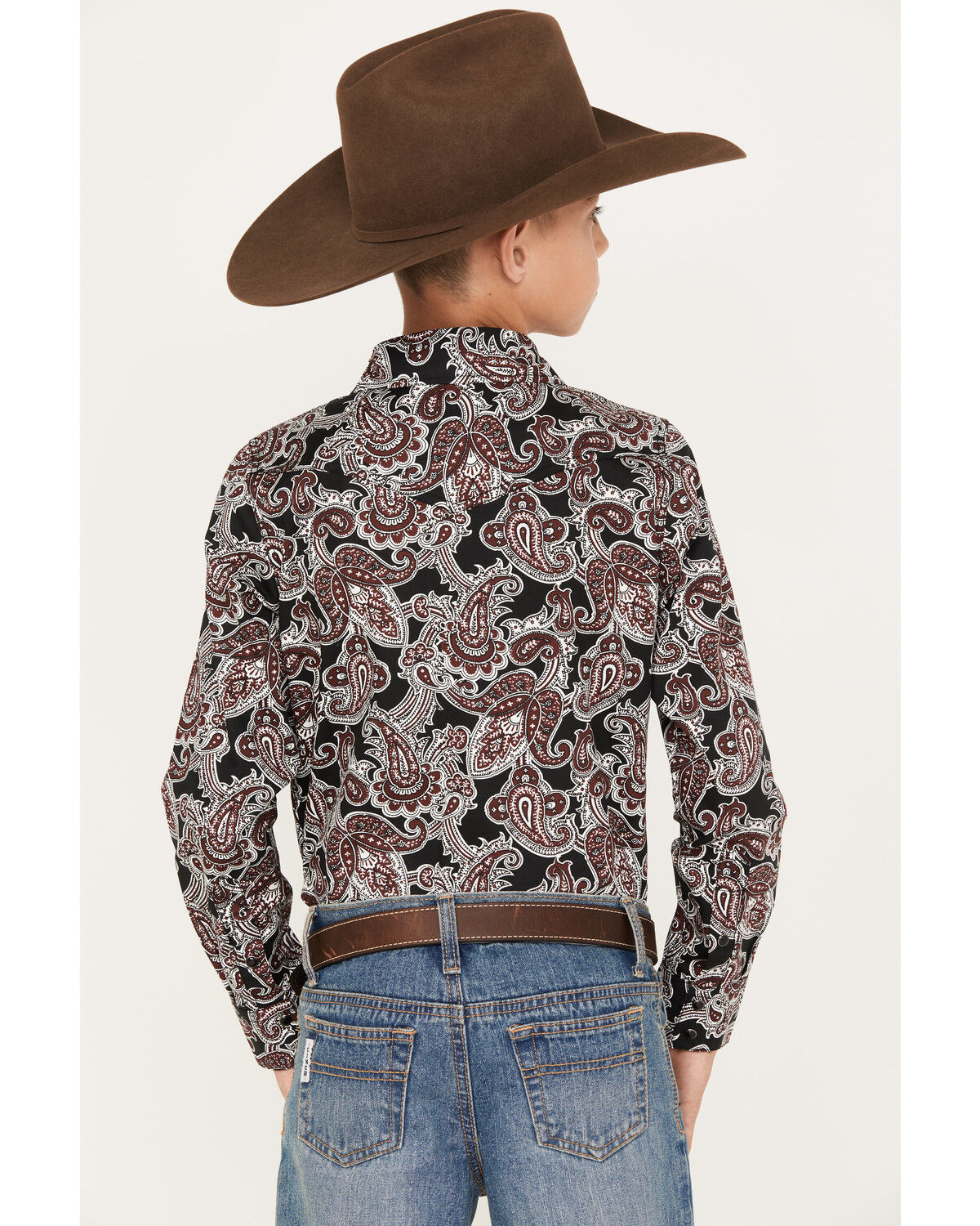 Image #4 - Cody James Boys' Johnny Ringo Long Sleeve Snap Western Shirt, Red, hi-res