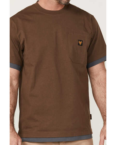Image #3 - Hawx Men's Layered Work Pocket T-Shirt , Dark Brown, hi-res