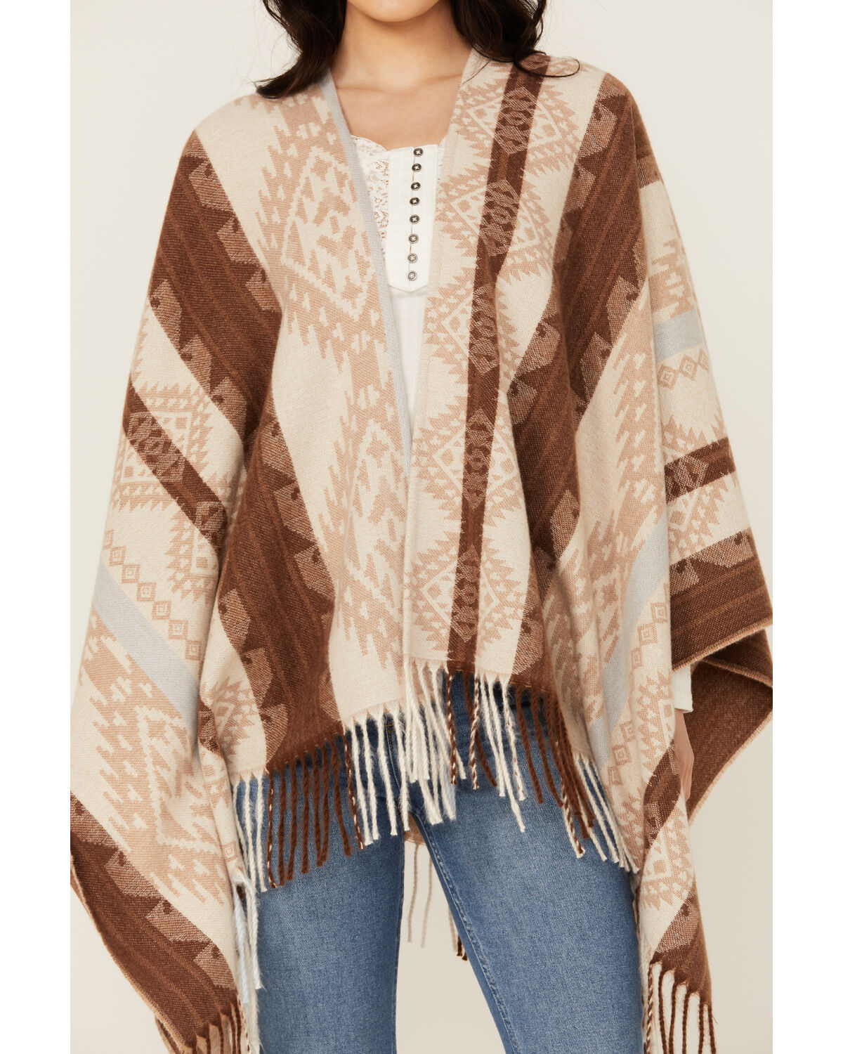 Image #4 - Idyllwind Women's Edsel Southwestern Print Shawl, Light Blue, hi-res