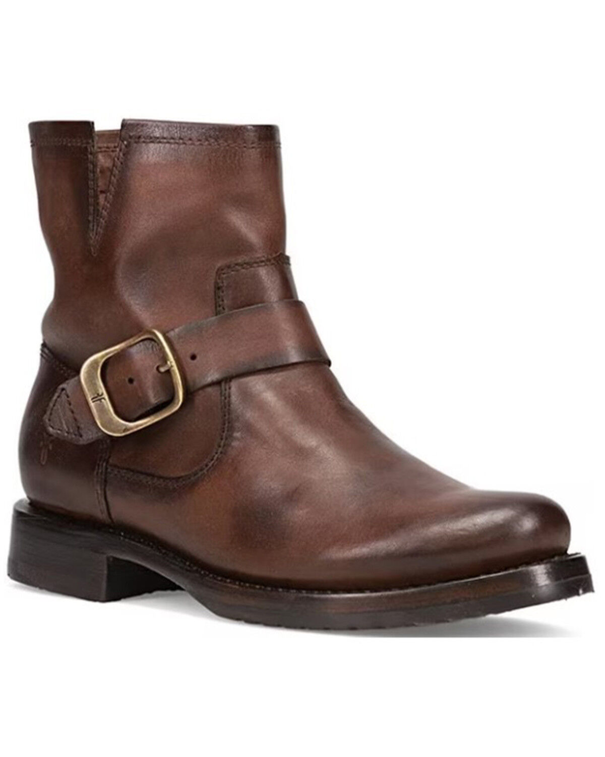 Image #1 - Frye Women's Veronica Leather Buckle Moto Booties - Round Toe, Chocolate, hi-res