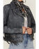 Mauritius Leather Women's Melbourne Denim Fringe Leather Jacket, Blue, hi-res