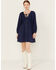 Image #1 - Yura Women's Long Sleeve Peasant Dress, Navy, hi-res