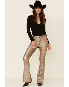 Rock & Roll Denim Women's Gold Flare Jeans, Gold, hi-res