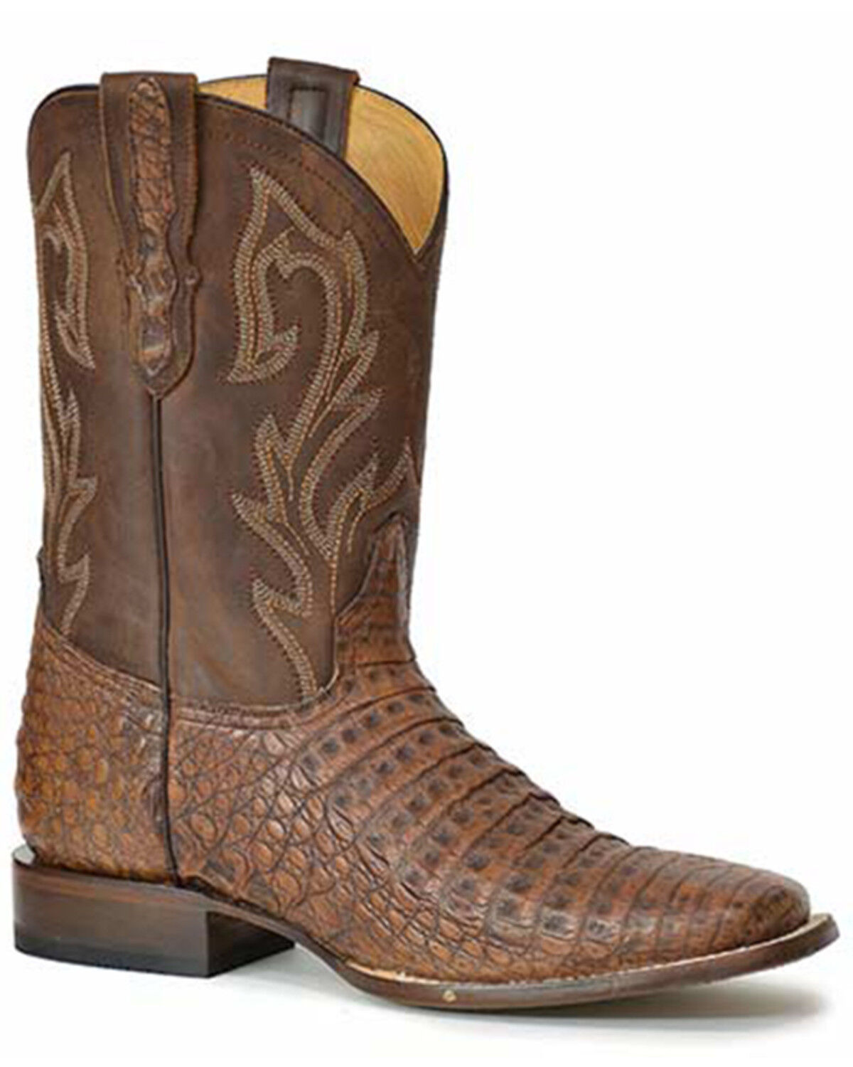Image #1 - Stetson Men's Cameron Exotic Caiman Western Boots - Broad Square Toe, Brown, hi-res