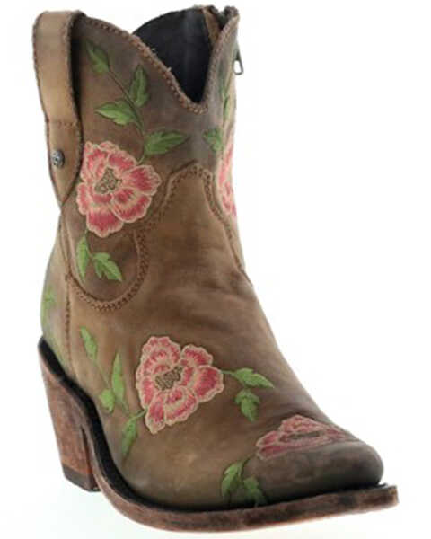 Caborca Silver by Liberty Black Women's Embroidered Floral Cowgirl Booties - Pointed Toe, Tan, hi-res