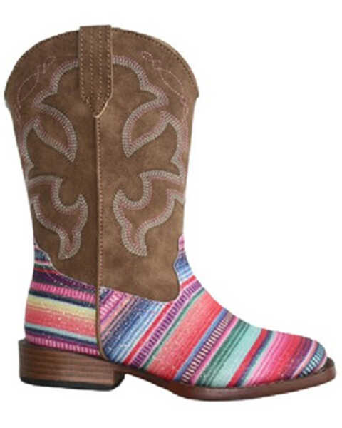 Roper Little Girls' Glitter Serape Western Boots - Square Toe, Pink, hi-res