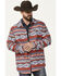 Image #1 - Rock & Roll Denim Men's Southwestern Striped Shirt Jacket, Red, hi-res