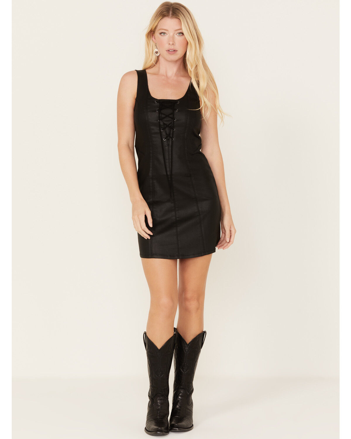 Image #3 - Idyllwind Women's Bosley Coated Lace-Up Mini Dress, Black, hi-res