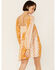 Image #3 - En Creme' Women's Cream Yellow Patchwork Long Sleeve Baby Doll Mini Dress, Cream, hi-res