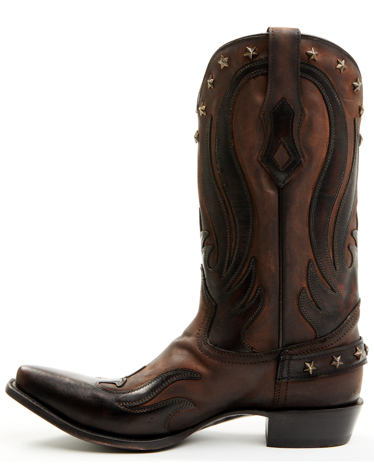 Image #3 - Corral Men's Embellished Overlay Western Boots - Snip Toe, Chocolate, hi-res