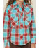 Image #3 - Cowgirl Hardware Girls' Plaid Print Long Sleeve Pearl Snap Stretch Western Shirt, Red, hi-res