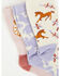 Image #2 - Boot Barn Girls' Horse Icon Crew Socks - 3 Pack, Lavender, hi-res
