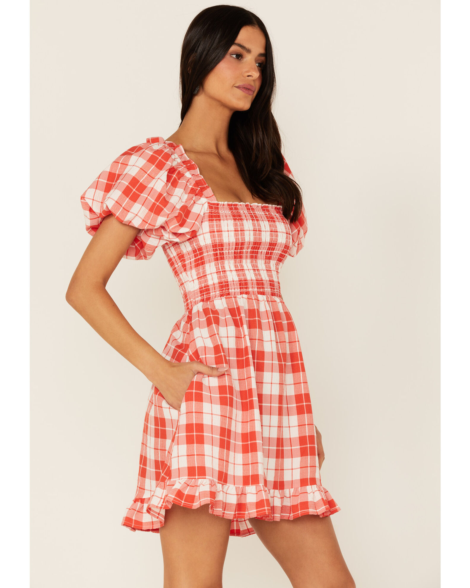 Plaid print mini dress new arrivals
