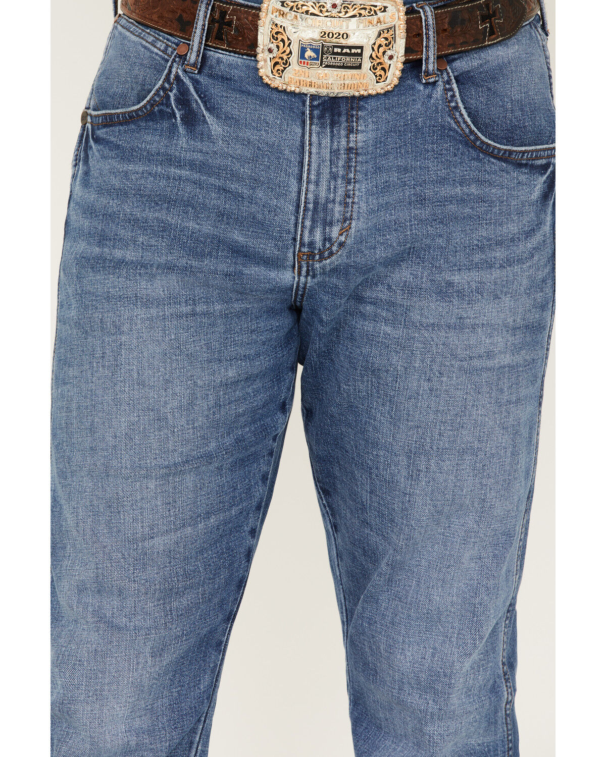 Image #2 - Wrangler Retro Men's Deerstalker Medium Wash Relaxed Bootcut Stretch Denim Jeans, Blue, hi-res