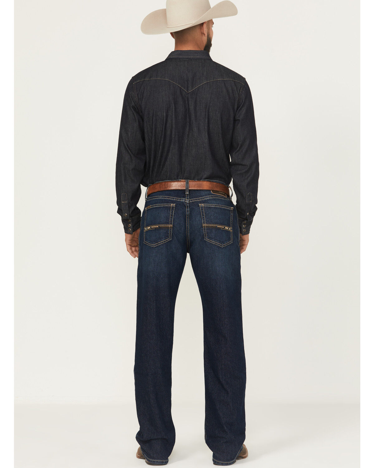 Image #3 - Ariat Men's Dark Wash Hampton Relaxed Bootcut Stretch Denim Jeans, Dark Wash, hi-res
