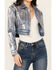 Image #3 - Vibrant Denim Women's Metallic Cropped Denim Jacket, Medium Wash, hi-res