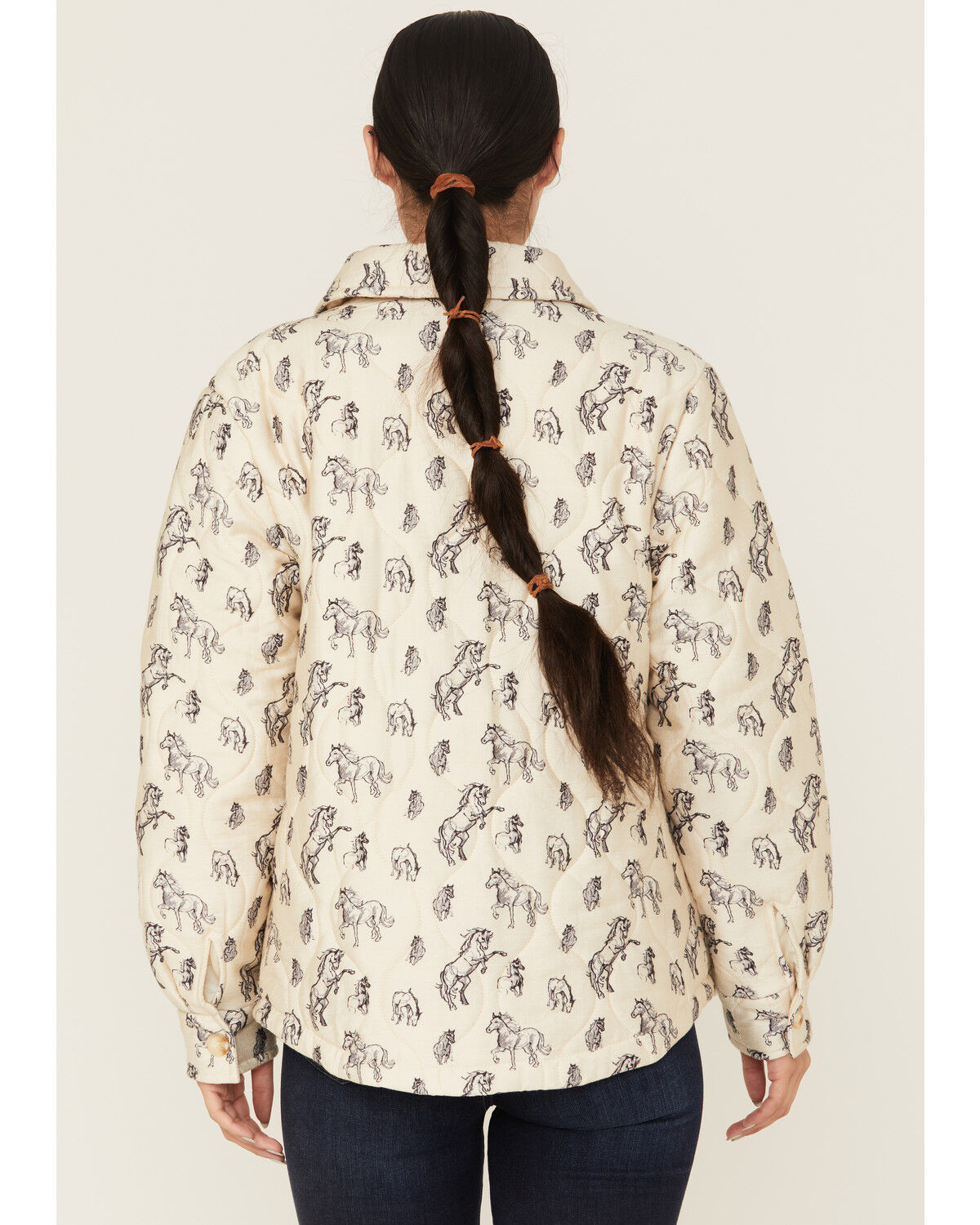 Image #4 - Blue B Women's Quilted Horse Print Button-Down Jacket, Cream, hi-res